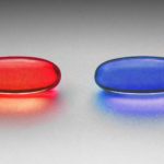 Red and blue pill reminding of a simulation or the matrix